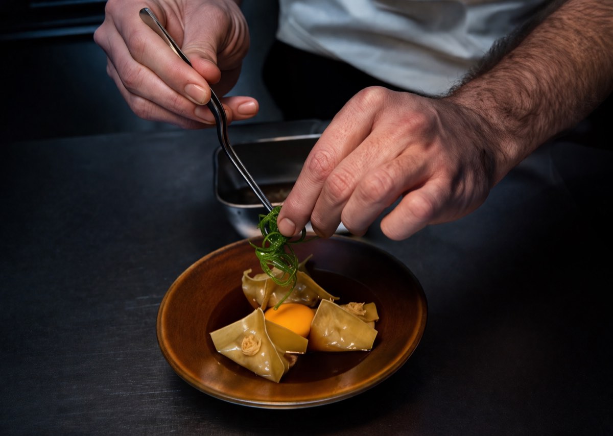 Dumplings de foie, pollo y setas